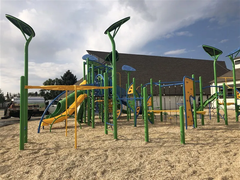 Playground above hanging equipment in Savage, MN at Aspen Academy
